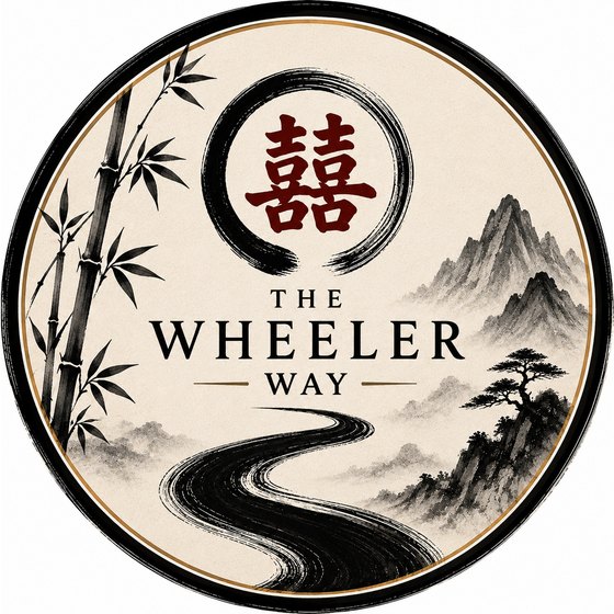 The Wheeler Way seal: an ink painting of a winding path through
                mountains, bamboo, and a circle enclosing the character for double
                happiness